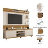 Conjunto Painel Tv 42 48 50 55 58 Polegadas e Rack Retrô Porta Nicho Sala Mirage Off White/Cumaru - 5
