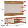 Conjunto Painel Tv 42 48 50 55 58 Polegadas e Rack Retrô Porta Nicho Sala Mirage Off White/Cumaru - 6