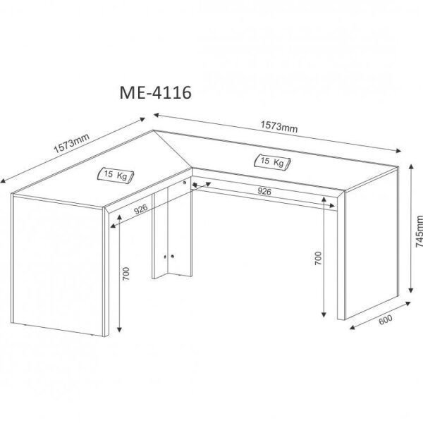 Conjunto Home Office 3 Peças com 1 Mesa para Escritório em L e 2 Estantes  - 3