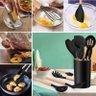 Kit Cozinha Utensilios Silicone Balde Colher Concha Espatula - 8
