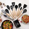 Kit Cozinha Utensilios Silicone Balde Colher Concha Espatula - 3