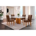 Ver imagem 1 de Conjunto Sala de Jantar Mesa Olímpia 90cm Tampo em Mdf Canto Copo e 4 Cadeiras Liz Moderna