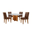 Ver imagem 2 de Conjunto Sala de Jantar Mesa Olímpia 90cm Tampo em Mdf Canto Copo e 4 Cadeiras Liz Moderna