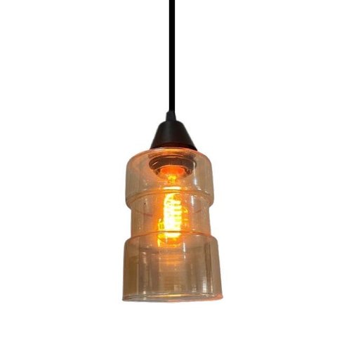 Kit 3 Luminária Pendente Vidro Tubo - Âmbar