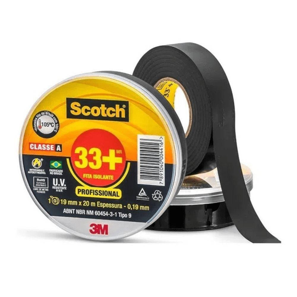 Fita Isolante Preta 19mm Classe a 20mt Scotch 33+ Profissional 3m - 2