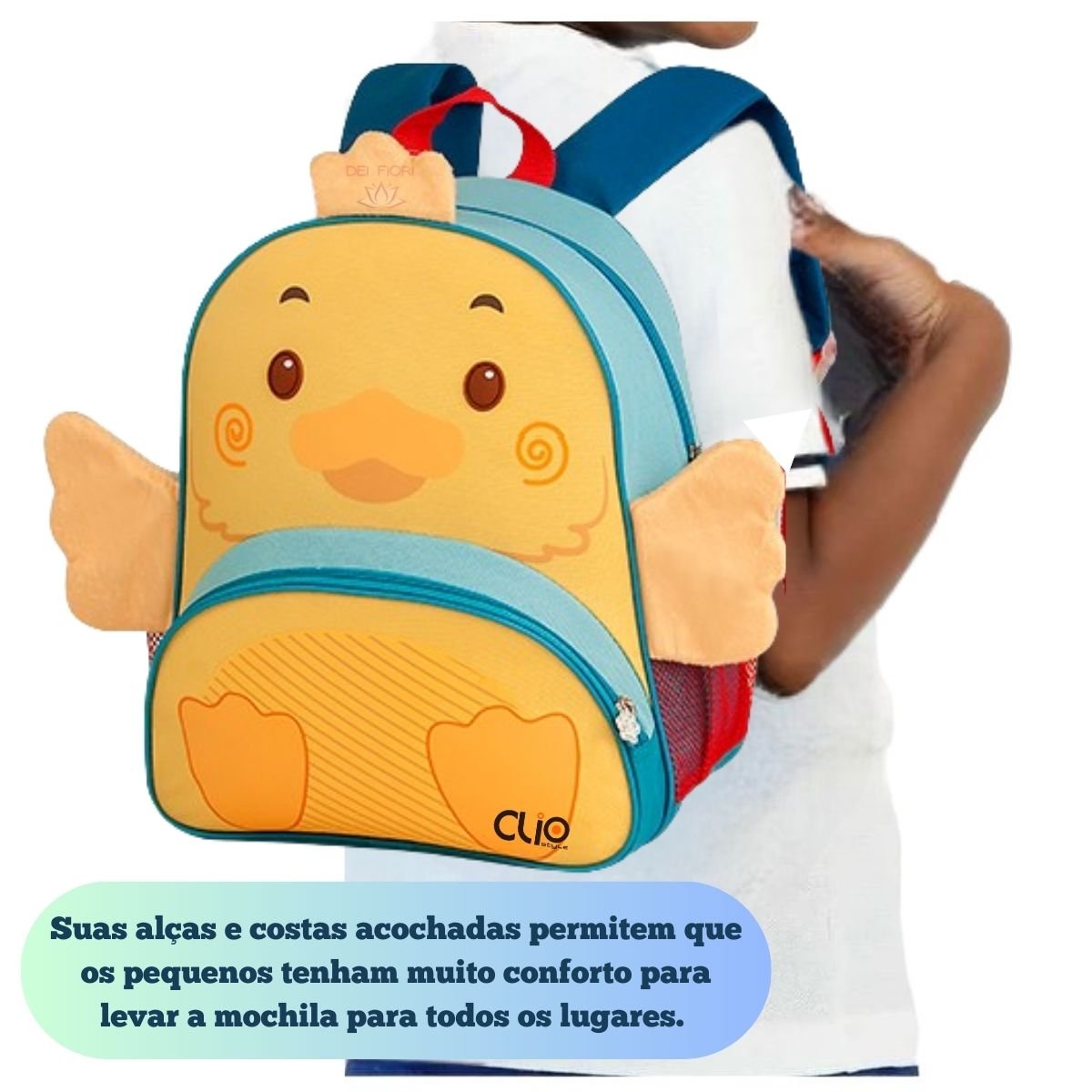 Mochila Infantil Escolar Clio Pet's com Alça Animais Cachorro Gato Pato Pinguim Tubarão Unicórnio Mo - 3