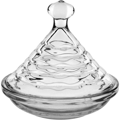 Potiche Redondo Home&co com Tampa Vidro 11x12x12cm Transparente Bomboniere