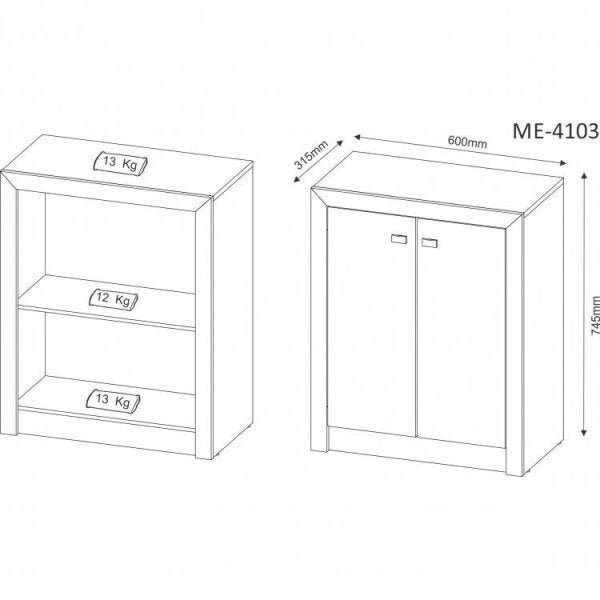 Kit 3 Peças com Escrivaninha 3 Gavetas, Estante e Armário Multiuso Baixo 2 Portas - 4