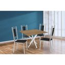 Ver imagem 1 de Conjunto: Mesa Sala Jantar Volga C/ Tampo de Madeira 90cm e 4 Cadeiras Lisboa Cromado/nogueira -