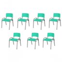 Ver imagem 1 de Kit 7 Cadeira Iso Infantil Creche, Base Cinza Verde Água