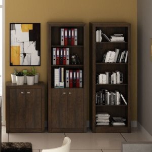 Kit 3 Armários para Escritório com Balcão, Armário e Estante Espresso Móveis