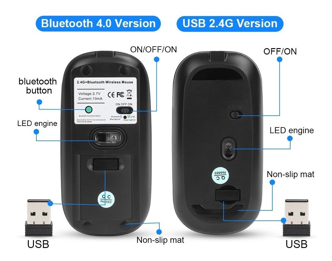 Mouse Bluetooth 10 Recarregáveis H Maston E-1300 Branco - 11