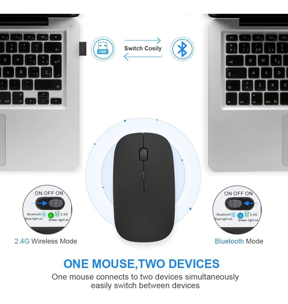 Mouse Bluetooth 10 Recarregáveis H Maston E-1300 Branco - 9