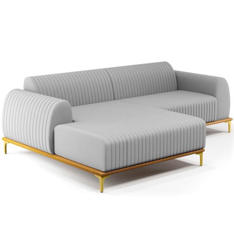 Sofá 4 Lugares com Chaise Esquerdo Sala de Estar Molino 255cm D02 Linho Cinza C-315 - Lyam Decor