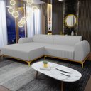 Ver imagem 2 de Sofá 4 Lugares com Chaise Esquerdo Sala de Estar Molino 255cm D02 Linho Cinza C-315 - Lyam Decor