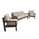 Ver imagem 3 de Sofá 3 Lugares + 2 Poltronas Madeira Maciça Veludo Sala