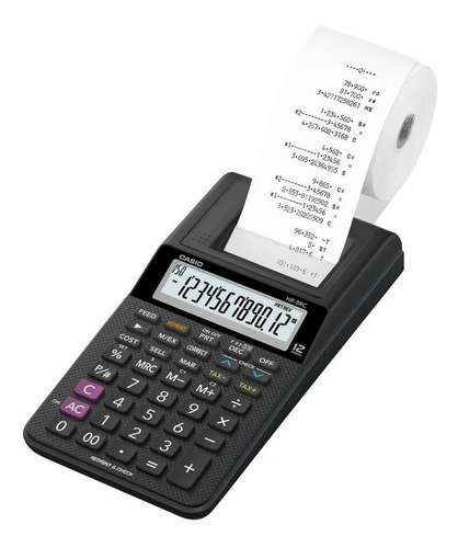 Calculadora Com Bobina 12 Dígitos Hr-8 Rc Casio - Preto