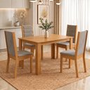 Ver imagem 1 de Conjunto Sala de Jantar Mesa Juliana 110cm Tampo MDP Canto Reto 4 Cadeiras Evelin