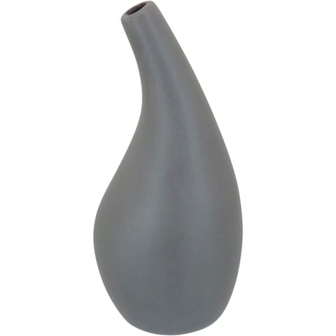 Vaso Decorativo Enfeite Casa Cerâmica 18x9x9cm Cinza