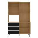 Ver imagem 3 de Armário para Cozinha Kit Livia 120 Cm Amendoa com Preto - Ajl