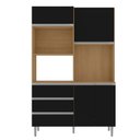 Ver imagem 2 de Armário para Cozinha Kit Livia 120 Cm Amendoa com Preto - Ajl