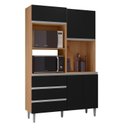 Ver imagem 1 de Armário para Cozinha Kit Livia 120 Cm Amendoa com Preto - Ajl