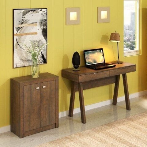 Conjunto 2 Peças com Escrivaninha Me 4128 120cm e Balcão 2 Portas