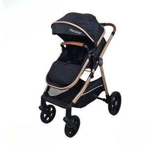 Carrinho de Bebe 3 em 1 Apolo Preto + Bebe Conforto + Bolsa - Passear Baby