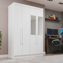 Ver imagem 2 de Guarda Roupa 4 Portas 2 Gavetas Mdp com Espelho Branco