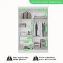 Ver mais imagens de Guarda Roupa 4 Portas 2 Gavetas Mdp com Espelho Branco