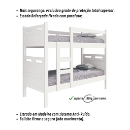 Beliche Jaspe Vira Duas Camas + 2 Colchões D33 Gold Cor:branco - 3
