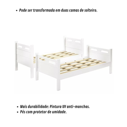 Beliche Jaspe Vira Duas Camas + 2 Colchões D33 Gold Cor:branco - 4