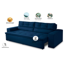 Ver imagem 3 de Sofá Retrátil 2 Lugares com Molas 1,50m Vera Suede Azul