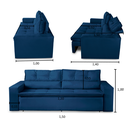 Ver imagem 2 de Sofá Retrátil 2 Lugares com Molas 1,50m Vera Suede Azul