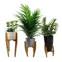 Ver imagem 1 de Kit 3 Tripés de Madeira Maciça Natural para Vasos de Planta Jardinagem P M G