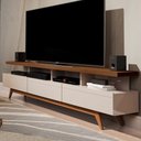 Ver imagem 1 de Rack para TV Até 72 Polegadas Porto Belo 3 Gavetas Off White/Freijo - Pnr Móveis