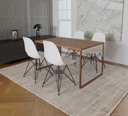 Ver imagem 1 de Mesa Industrial Base Ferro Cobre Tampo 137x90 Amendoa 4 Cadeiras Eames Ferro Preto Assento Branco