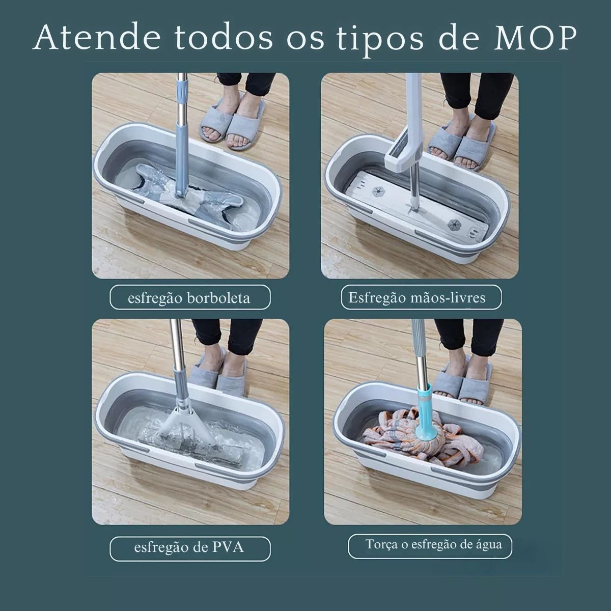 Balde Dobrável Retrátil Retangular com Rodinhas - Compacto, Prático e Multiuso para Casa e Viagens - 3