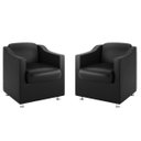 Ver imagem 1 de Kit 2 Poltronas Decorativas Tilla Consultorio Recepção Sala Cor:Courino Preta