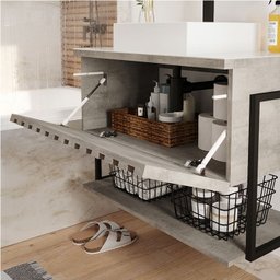 Toucador com Cuba Frise 60cm Metalon Cimento MGM - 3