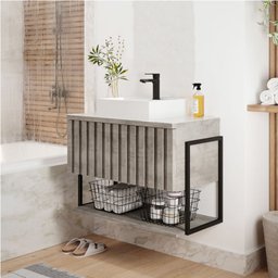 Toucador com Cuba Frise 60cm Metalon Cimento MGM - 2