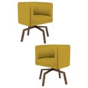 Ver imagem 1 de 2 Poltronas Madeira Betina B-279 Veludo Mostarda Domi