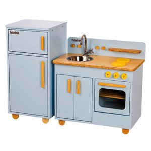 Cozinha Infantil Completa com Geladeira Azul Bebê Fabrink