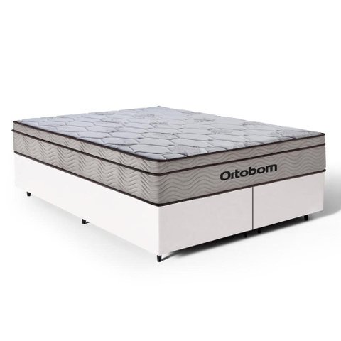 Cama Box com Colchão Ortobom de Molas Ensacadas Pillow In Pro Vida Queen 158cm
