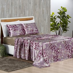 Jogo de Lençol Cama Casal 4 Peças Seda Alya Luxo:rosa Esplendor - 1
