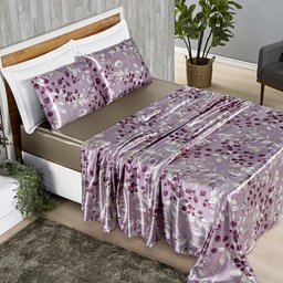 Jogo de Lençol Cama Casal 4 Peças Seda Alya Luxo:rosa Esplendor - 2