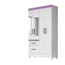 Ver mais imagens de Guarda Roupa 4 Portas com Espelho Madri Branco Rosa Azul Lilás Flex 852440 Moval