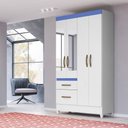 Ver imagem 7 de Guarda Roupa 4 Portas com Espelho Madri Branco Rosa Azul Lilás Flex 852440 Moval