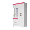 Ver imagem 4 de Guarda Roupa 4 Portas com Espelho Madri Branco Rosa Azul Lilás Flex 852440 Moval