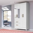 Ver imagem 2 de Guarda Roupa 4 Portas com Espelho Madri Branco Rosa Azul Lilás Flex 852440 Moval